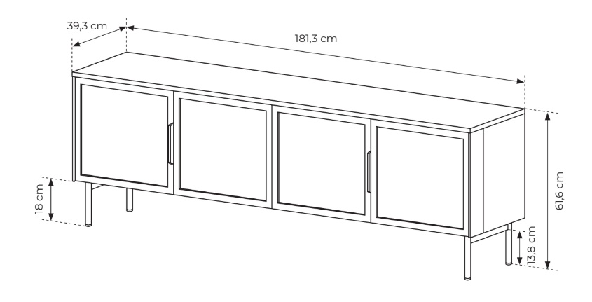 LUMIN Szafka RTV Kaszmirowa 4D + LED - zdjęcie produktu
